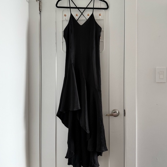 Bardot black high-low Olea ruffle midi slip dress - size 2 (XS - Small) - Picture 4 of 6